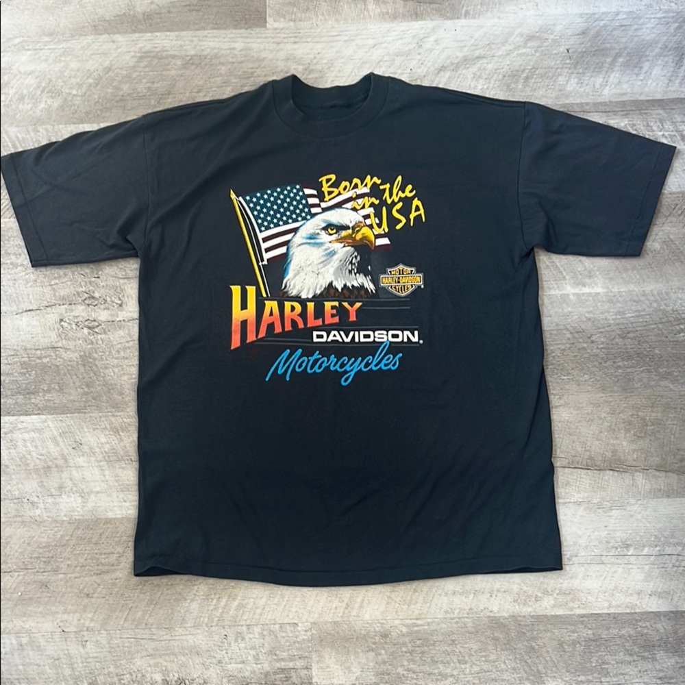 Vintage Harley-Davidson 50th Anniversary Black Graphic T-Shirt for Men